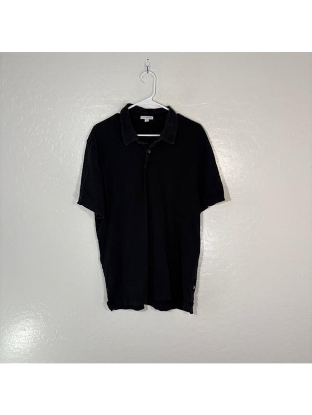James Perse Polo Shirt Mens XL Black Supima Cotton Made in USA Standard MSX3337